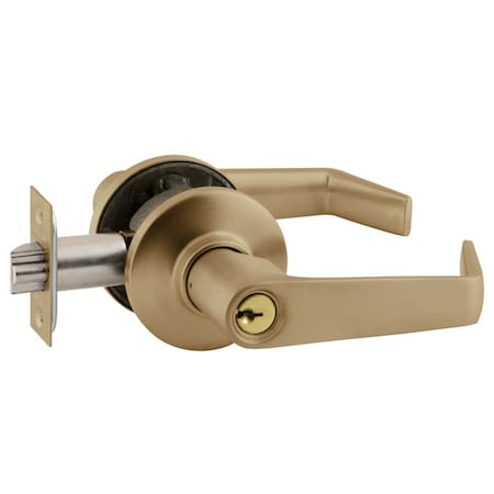 Schlage Grade 2 Tubular Lock, Entrance/Office Function, Key in Lever Cylinder, Saturn Lever, Antique Brass F S51PD SAT 609